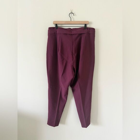 Torrid Cropped Trouser Pant with Waist Tie in Burgundy Size 16 - Picture 6 of 8